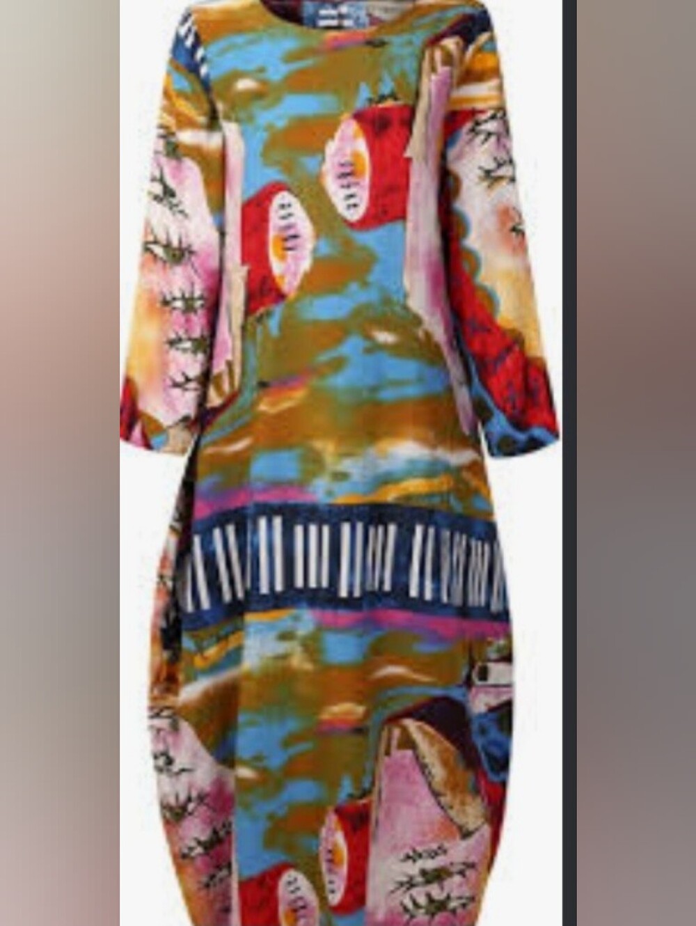 Abstract Print Long Sleeve Women's Dress in Multi-Color - Picture 2 of 2